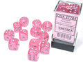Borealis Pink/Silver 16mm d6 Dice Block (12 dice)