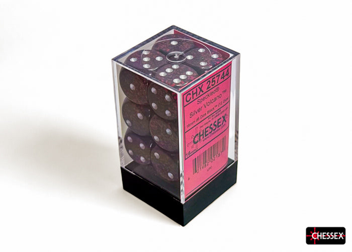 Speckled Silver Volcano 16mm d6 Dice Block (12 dice)