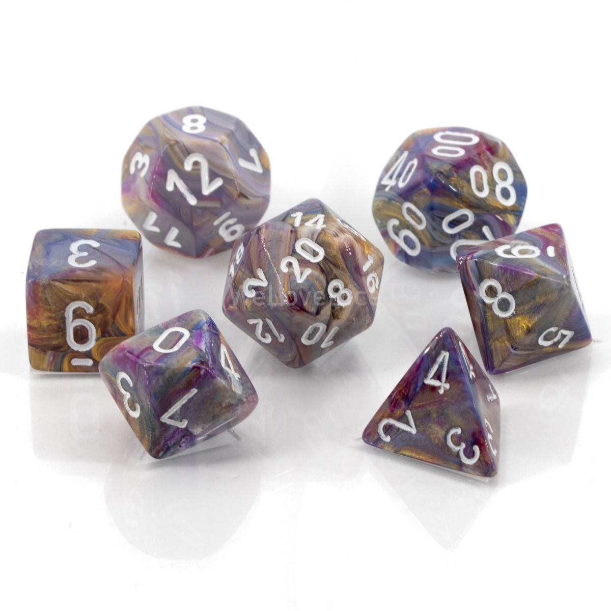 Festive: Mini-Polyhedral Carousel/white 7-Die Set image 0