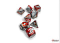 Lab Dice 8: Gemini Red-Steel/white Polyhedral 7-Die Set (with bonus die) image 0