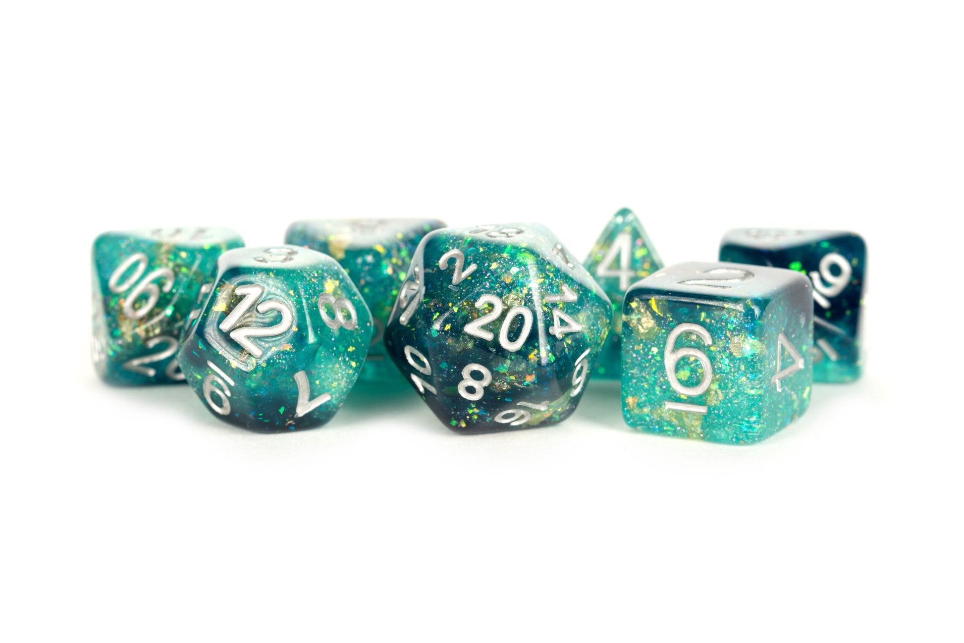 Resin 7 Dice Set Eternal Teal/black 16mm