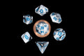 MINI 7 DICE SET MARBLE W/ BLUE 10MM