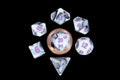 MINI 7 DICE SET MARBLE W/ PURPLE 10MM