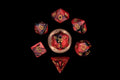 MINI 7 DICE SET RED/BLACK W/ GOLD 10MM