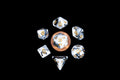 MINI 7 DICE SET MARBLE W/ GOLD 10MM