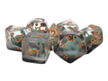 7 Piece DnD RPG Dice Set: Animal Kingdom - Baby Brontosaurus - Green