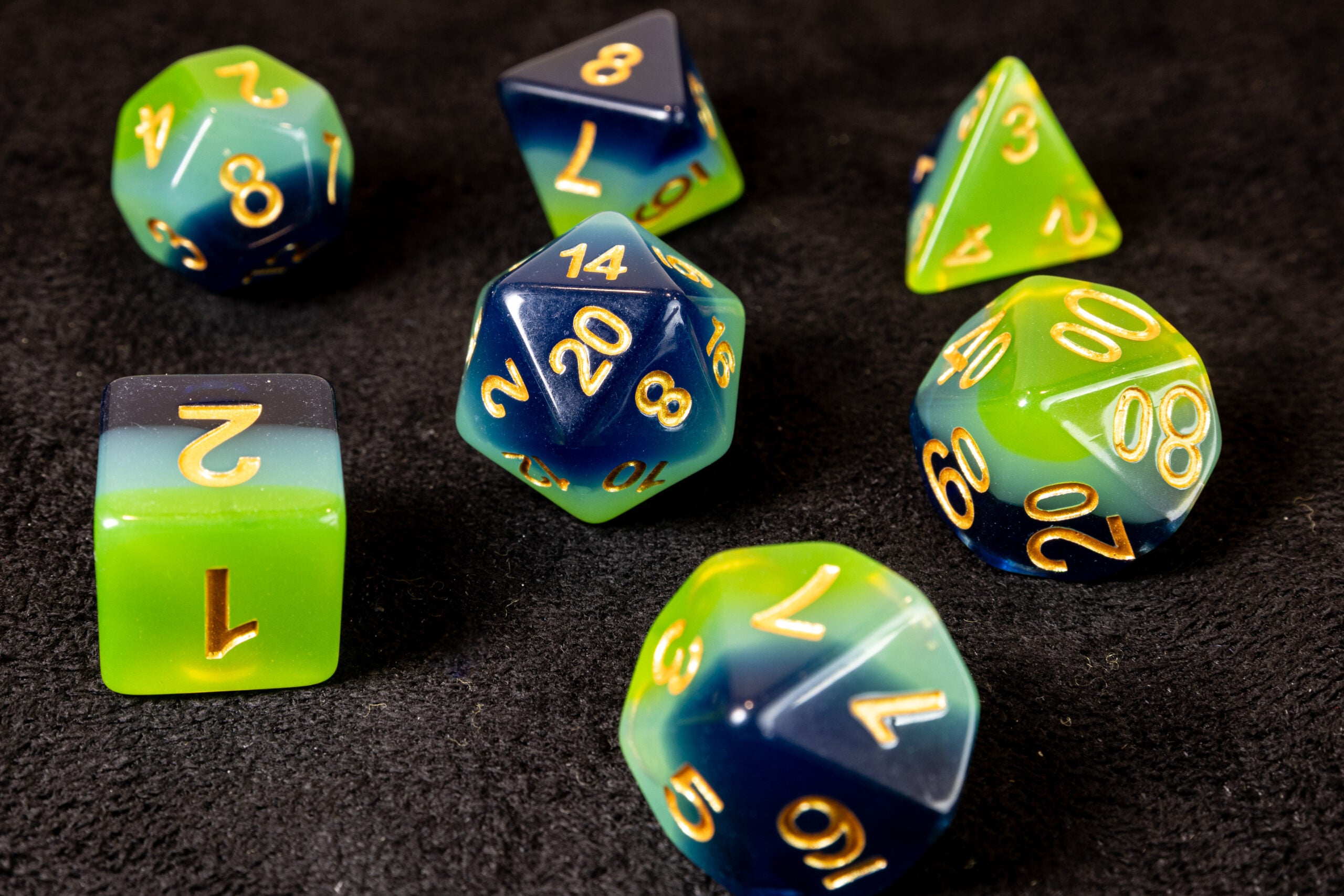Polyhedral Dice Tube - Green-Blue Translucent image 0