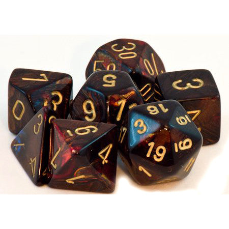 Scarab: Mini-Polyhedral Blue Blood/gold 7-Die Set image 0