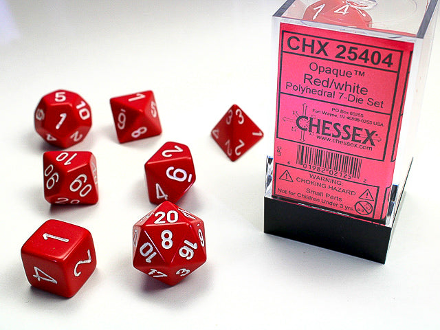 Opaque 7-die Set Red/white