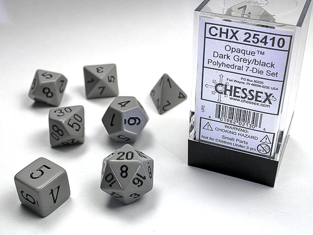 Opaque 7-die Set Dark Grey/black