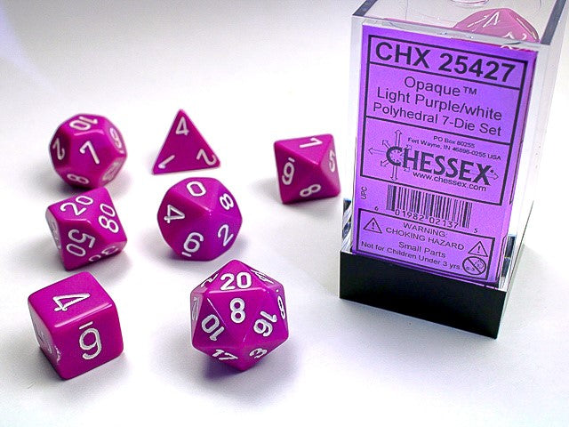 Opaque 7-die Set Light Purple/white
