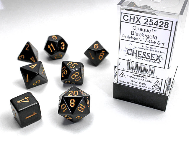 Opaque 7-die Set Black/gold