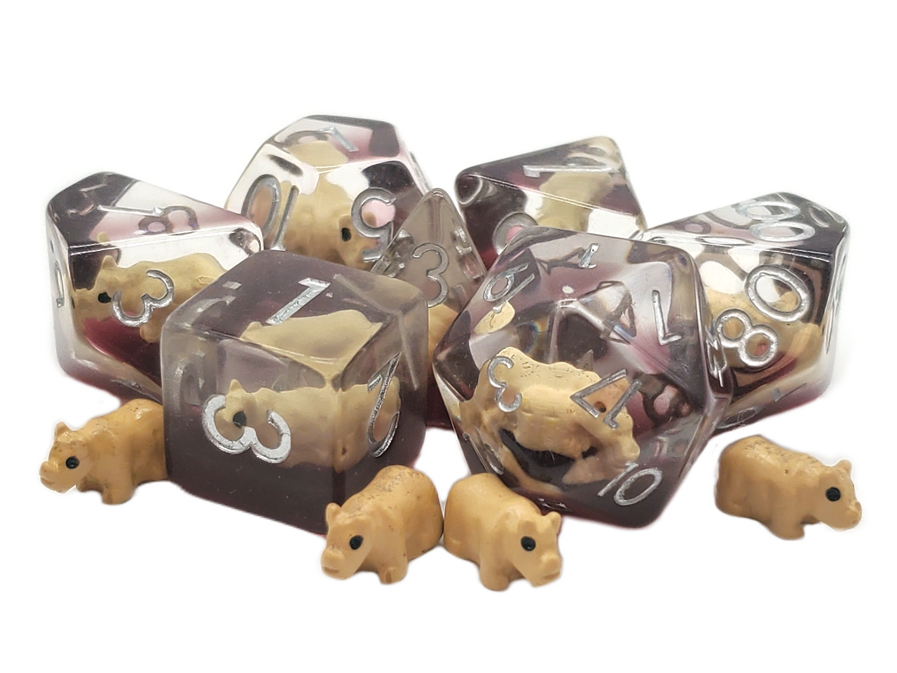 7 Piece DnD RPG Dice Set: Animal Kingdom - Rhinoceros