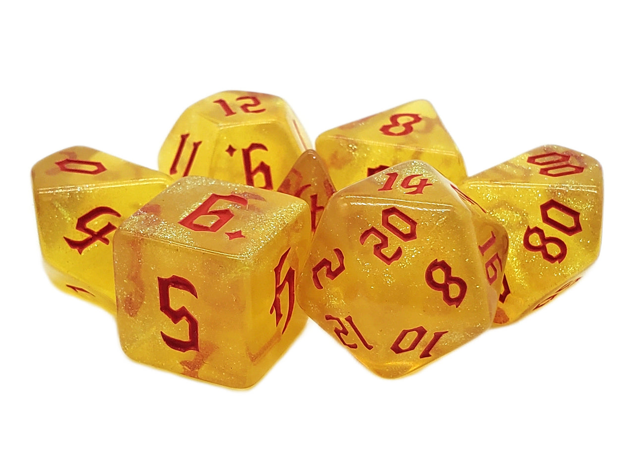 7 Piece DnD RPG Dice Set: Galaxy - Yellow Shimmer